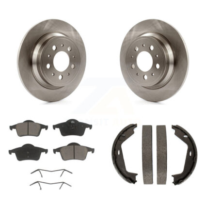 Rear Disc Rotors Ceramic Pads And Parking Brake Shoes Kit For Volvo XC70 S80 K8C-104081