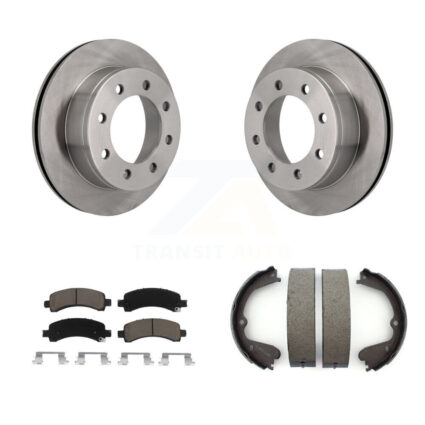 Rear Disc Rotors Ceramic Pads Parking Shoes Kit For 2008-2012 GMC Savana 3500 Cutaway Van K8C-104093