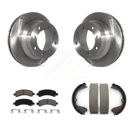 Rear Disc Rotors Ceramic Pads And Parking Brake Shoes Kit For Chevrolet Express 4500 K8C-104098