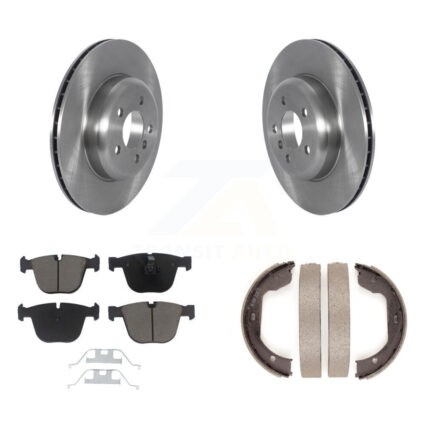 Rear Disc Rotors Ceramic Pads Parking Brake Shoes Kit For BMW 535i GT xDrive 740Li 740i 7 K8C-104112