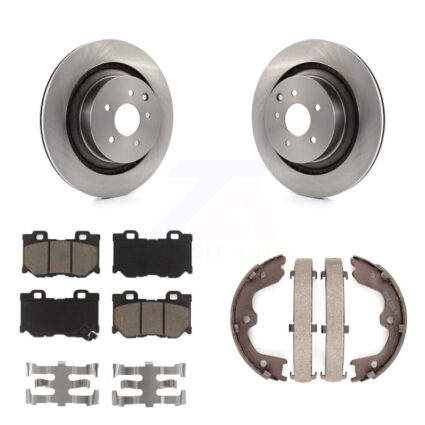 Rear Disc Rotors Ceramic Pads Parking Brake Shoes Kit For INFINITI G37 Nissan 370Z Q60 Z K8C-104120