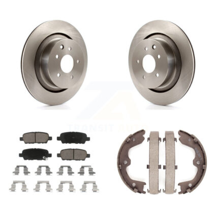 Rear Disc Rotors Ceramic Pads And Parking Brake Shoes Kit For INFINITI G35 Q60 K8C-104123