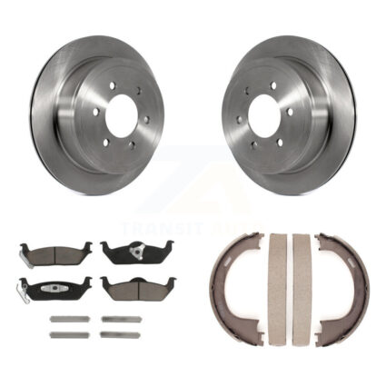 Rear Disc Rotors Ceramic Pads And Parking Brake Shoes Kit For Ford F-150 Lincoln Mark LT K8C-104132