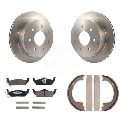 Rear Disc Rotors Ceramic Pads And Parking Brake Shoes Kit For Ford F-150 Lincoln Mark LT K8C-104133