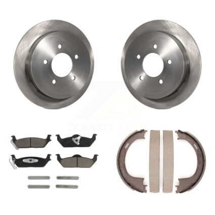 Rear Disc Rotors Ceramic Pads And Parking Brake Shoes Kit For Ford F-150 K8C-104134