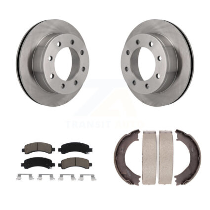 Rear Disc Rotors Ceramic Pads Parking Brake Shoes Kit For Chevrolet GMC Express 3500 2500 K8C-104148