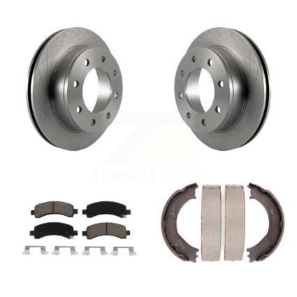 Rear Disc Rotors Ceramic Pads And Parking Shoes Kit For Chevrolet Express 3500 GMC Savana K8C-104149
