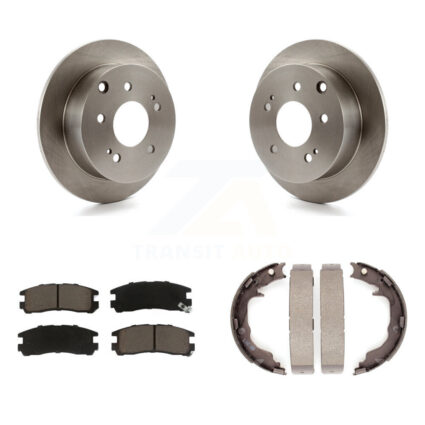 Rear Disc Rotors Ceramic Pads And Parking Brake Shoes Kit For Mitsubishi Eclipse Galant K8C-104155