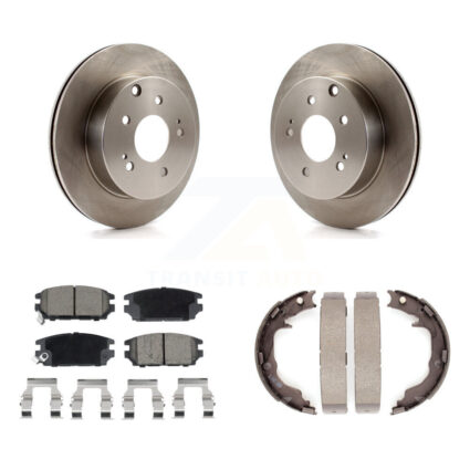 Rear Disc Rotors Ceramic Pads And Parking Brake Shoes Kit For Mitsubishi Eclipse Galant K8C-104156
