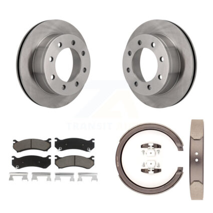 Rear Disc Rotors Ceramic Pads And Parking Brake Shoes Kit For GMC Sierra 2500 Yukon XL K8C-104163
