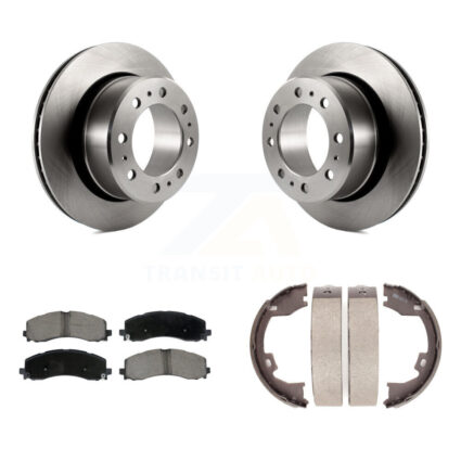 Rear Disc Rotors Ceramic Pads And Parking Brake Shoes Kit For Ram 2500 3500 K8C-104165