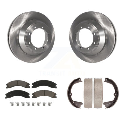 Rear Disc Rotors Ceramic Pads And Parking Brake Shoes Kit For Ford E-450 Super Duty K8C-104168