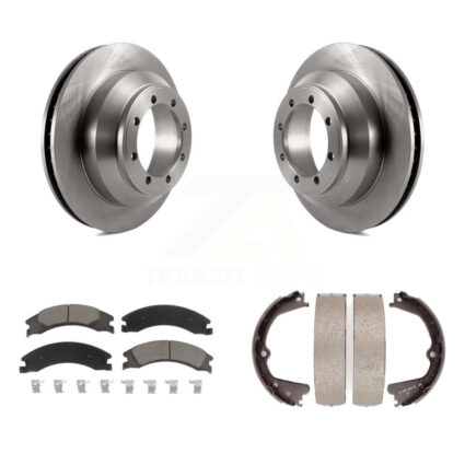 Rear Disc Rotors Ceramic Pads And Parking Brake Shoes Kit For Ford E-350 Super Duty K8C-104180