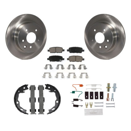 Rear Disc Rotors Ceramic Pads Parking Brake Shoes And Hardware Kit For Nissan Rogue K8C-104197