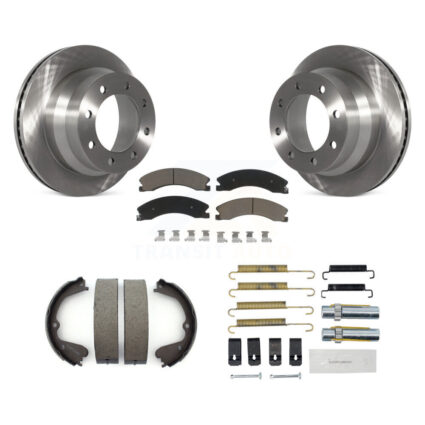 Rear Disc Rotors Ceramic Pads Parking Shoes & Hardware Kit For Chevrolet Express 3500 GMC K8C-104198