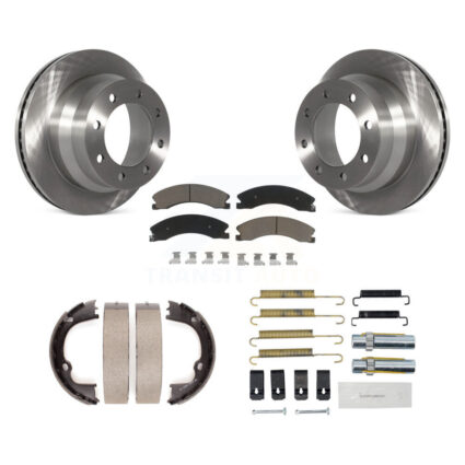 Rear Disc Rotors Ceramic Pads Parking Brake Shoes And Hardware Kit For GMC Savana 3500 K8C-104201