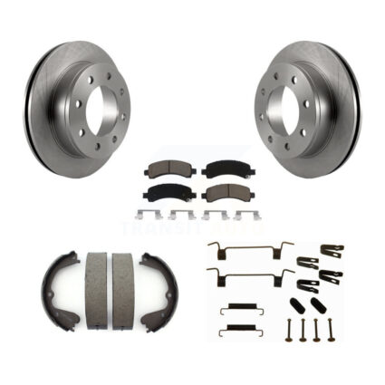 Rear Disc Rotors Ceramic Pads Parking Shoes Hardware Kit For GMC Savana 3500 Cutaway Van K8C-104202
