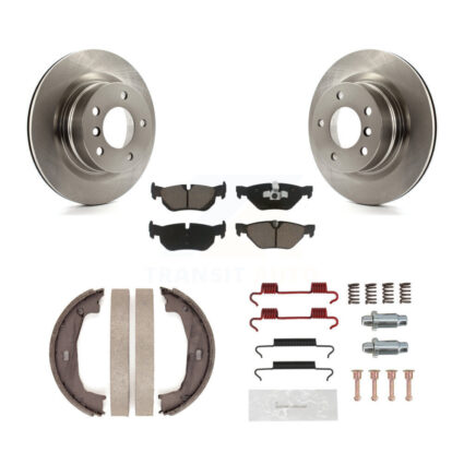 Rear Disc Rotors Ceramic Pads Parking Brake Shoes And Hardware Kit For 2008-2013 BMW 128i K8C-104215