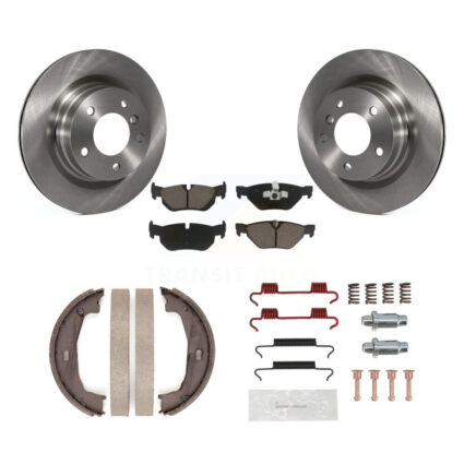 Rear Disc Rotors Ceramic Pads Parking Brake Shoes And Hardware Kit For BMW 328i 325i K8C-104216