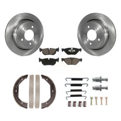 Rear Disc Rotors Ceramic Pads Parking Shoes And Hardware Kit For BMW 328i xDrive X1 328xi K8C-104217