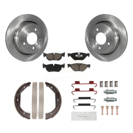 Rear Disc Rotors Ceramic Pads Parking Brake Shoes And Hardware Kit For BMW 328i xDrive K8C-104218
