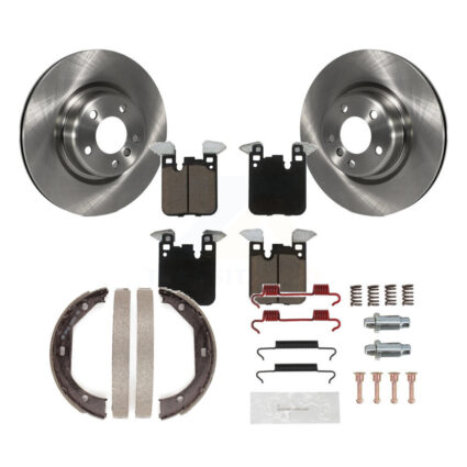 Rear Disc Rotors Ceramic Pads Parking Brake Shoes & Hardware Kit For BMW 320i xDrive 328i K8C-104221