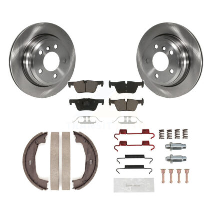 Rear Disc Rotors Ceramic Pads Parking Shoes & Hardware Kit For BMW 320i xDrive 428i 328i K8C-104228