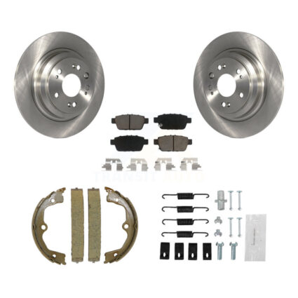 Rear Disc Rotors Ceramic Pads Parking Brake Shoes And Hardware Kit For 2009-2014 Acura TL K8C-104249