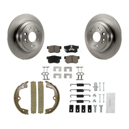 Rear Disc Rotors Ceramic Pads Parking Brake Shoes Hardware Kit For Honda Accord Crosstour K8C-104250