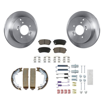 Rear Disc Rotors Ceramic Pads Parking Shoes Hardware Kit For Hyundai Tucson Kia Sportage K8C-104257