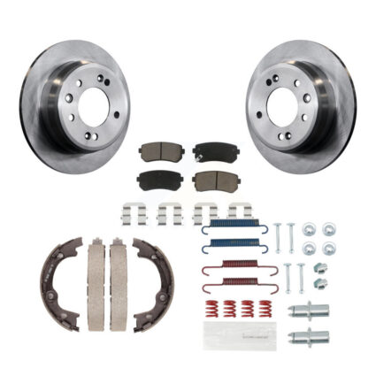 Rear Disc Rotors Ceramic Pads Parking Shoes Hardware Kit For 2010-2015 Hyundai Tucson FWD K8C-104258