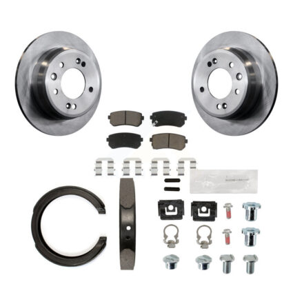 Rear Disc Rotors Ceramic Pads Parking Shoes & Hardware Kit For 2011-2016 Kia Sportage FWD K8C-104259