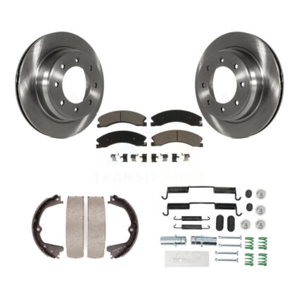 Rear Disc Rotors Ceramic Pads Parking Shoes Hardware Kit For Nissan NV2500 NV3500 NV1500 K8C-104262