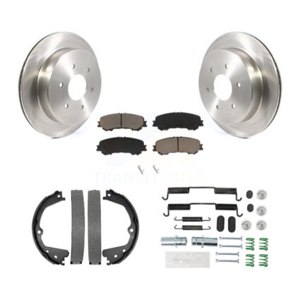 Rear Disc Rotors Ceramic Pads Parking Brake Shoes Hardware Kit For 2017-2023 Nissan TITAN K8C-104264