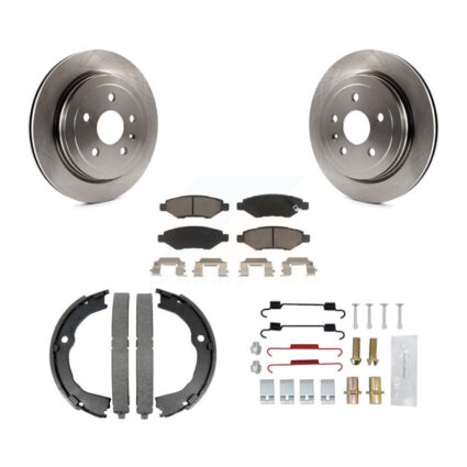 Rear Disc Rotors Ceramic Pads Parking Shoes & Hardware Kit For Chevrolet Camaro Cadillac K8C-104266