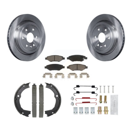 Rear Disc Rotors Ceramic Pads Parking Brake Shoes Hardware Kit For 2010-2016 Cadillac SRX K8C-104267