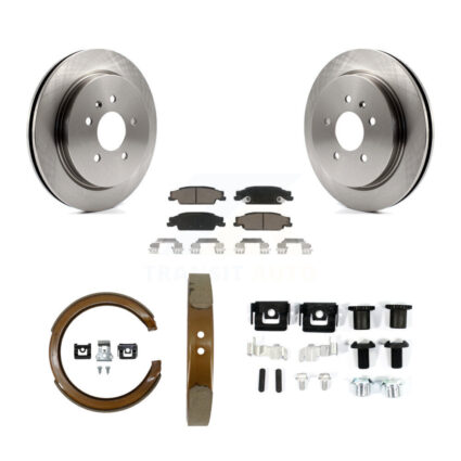 Rear Disc Rotors Ceramic Pads Parking Brake Shoes And Hardware Kit For Cadillac CTS STS K8C-104283
