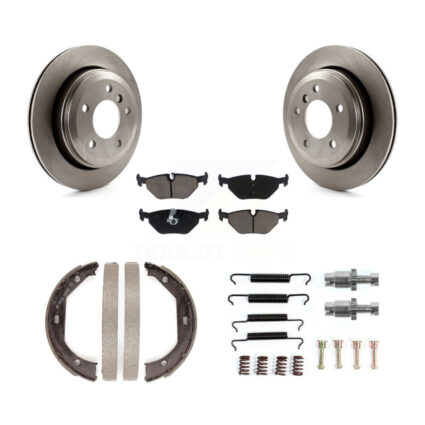 Rear Disc Rotors Ceramic Pads Parking Brake Shoes & Hardware Kit For 2001-2005 BMW 325xi K8C-104288