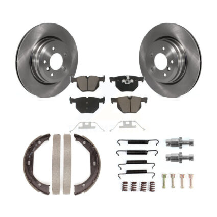 Rear Disc Rotors Ceramic Pads Parking Shoes & Hardware Kit For BMW 335i xDrive 335xi 330i K8C-104290