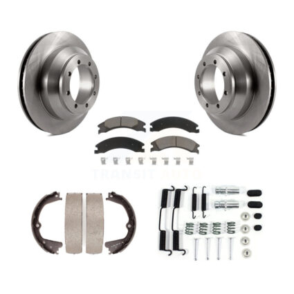 Rear Disc Rotors Ceramic Pads Parking Brake Shoes Hardware Kit For Ford E-350 Super Duty K8C-104292