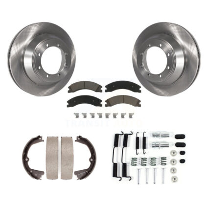 Rear Disc Rotors Ceramic Pads Parking Brake Shoes Hardware Kit For Ford E-450 Super Duty K8C-104293
