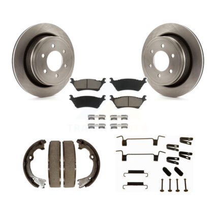 Rear Disc Rotors Ceramic Pads Parking Brake Shoes And Hardware Kit For Ford F-150 K8C-104307