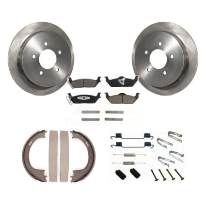 Rear Disc Rotors Ceramic Pads Parking Brake Shoes And Hardware Kit For Ford F-150 K8C-104310