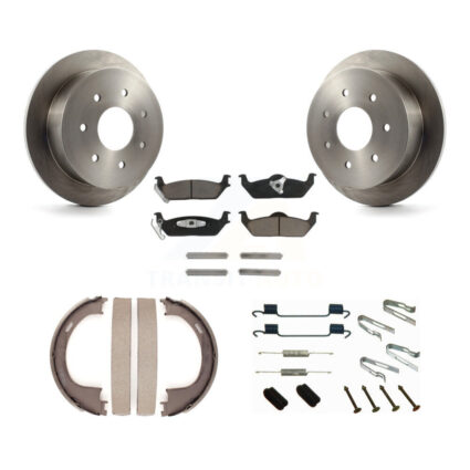Rear Disc Rotors Ceramic Pads Parking Brake Shoes And Hardware Kit For Ford F-150 K8C-104311