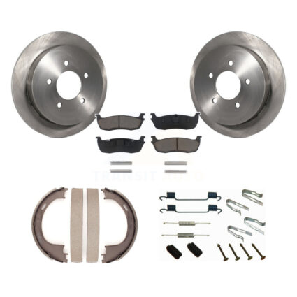 Rear Disc Rotors Ceramic Pads Parking Shoes Hardware Kit For Ford F-150 Heritage Lincoln K8C-104313