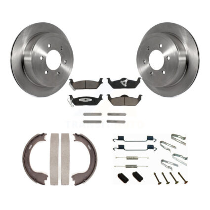 Rear Disc Rotors Ceramic Pads Parking Shoes Hardware Kit For Ford F-150 With 6 Lug Wheels K8C-104315