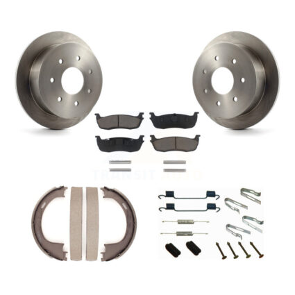 Rear Disc Rotors Ceramic Pads Parking Brake Shoes And Hardware Kit For Ford F-150 F-250 K8C-104318