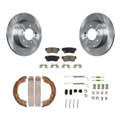 Rear Disc Rotors Ceramic Pads Parking Brake Shoes & Hardware Kit For Hyundai Sonata 3.3L K8C-104331