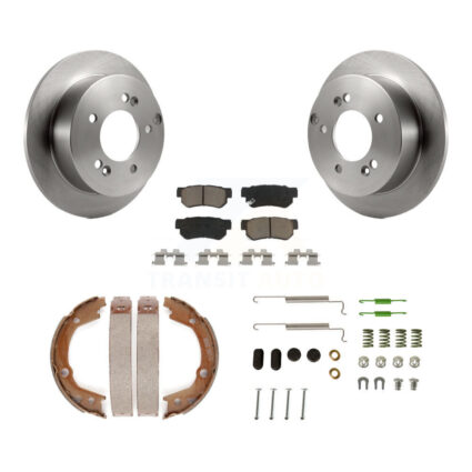 Rear Disc Rotors Ceramic Pads Parking Brake Shoes & Hardware Kit For Hyundai Sonata 2.4L K8C-104332