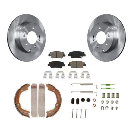 Rear Disc Rotors Ceramic Pads Parking Brake Shoes & Hardware Kit For Hyundai Sonata 3.3L K8C-104333